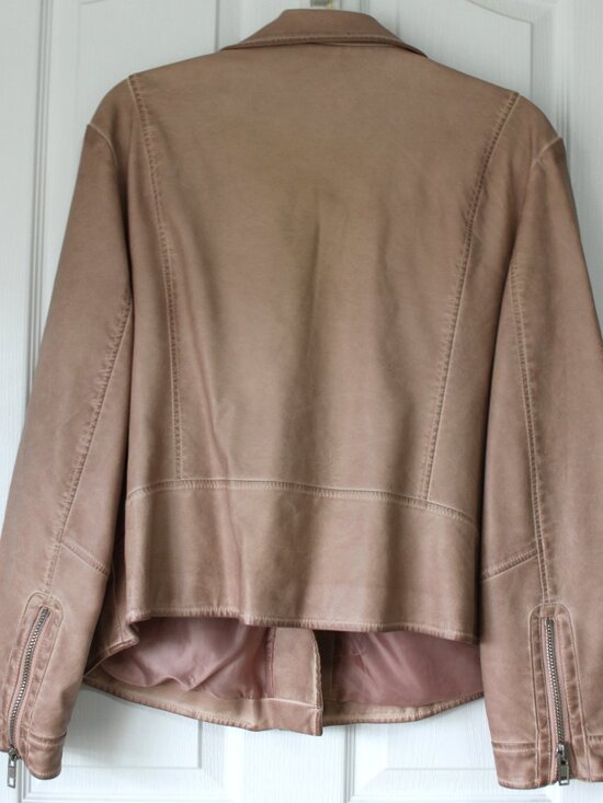 Chico's 3 / XL Dusty Rose Faux Leather Moto Jacket - Pastel Spring Layering 🌸 - Picture 2 of 4